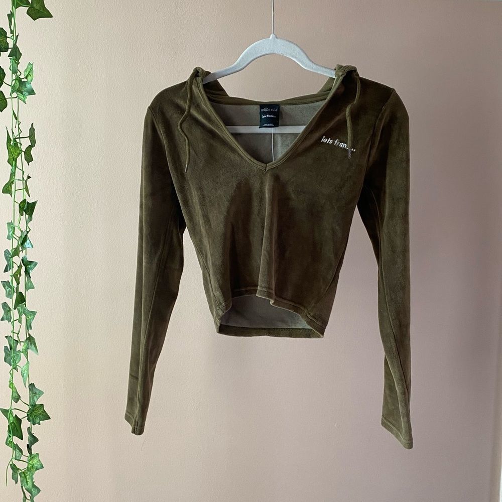 Urban Outfitters iets frans... Notch Velour Hoodie Sweatshirt